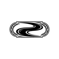 Minimalist Road Emblem with Laurel Wreath in Oval Frame vector