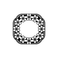 Minimalist Floral Frame, Monochromatic Element vector