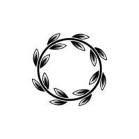 Minimalist Leaf Wreath , Black on White, Elegant and Simple vector