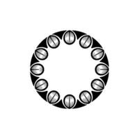 Decorative Circular Floral Pattern, Black and White, Minimalist vector
