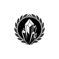 Elegant Black and White Crystal with Laurel Wreath vector