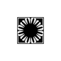 Abstract Black and White Floral Square vector