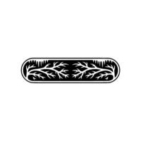Abstract Branch in Oval Frame, Minimalist Black White vector