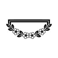 Floral Frame with Rectangular Border, Black and White vector