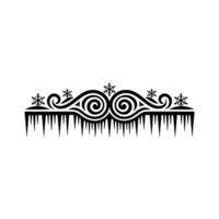Winter Scroll Swirls, Snowflakes, Icicles in Black vector