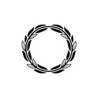 Elegant Black Laurel Wreath on White Background, Minimalist vector