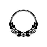 Floral Circle Frame, Minimalist Botanical on White Background vector