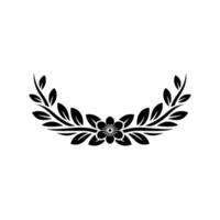Minimalist Floral Laurel Wreath Black White Decorative Element vector