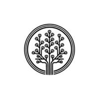 Modern Minimalist Floral Tree in Circular Frame vector