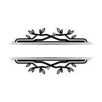 Elegant Botanical Divider Frame, Black and White vector