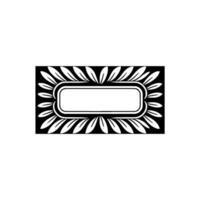Elegant Black and White Floral Frame Element, Decorative Label vector