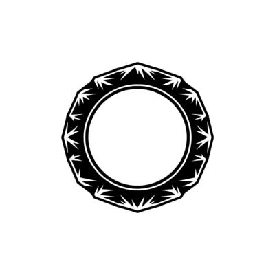Geometric Black and White Decorative Frame, Circular Pattern