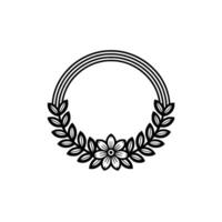 Elegant Floral Wreath , Black Lines on White Background vector