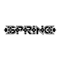 Spring Floral Typography in Black and White vector