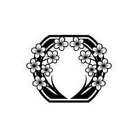Geometric Floral Frame Minimalist Black White vector
