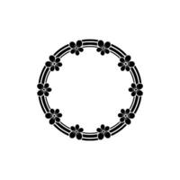 Minimalist Floral Circle Frame, Black and White Illustration, Isolated on Light Gray vector
