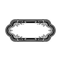 Elegant Black and White Label Frame with Leafy Vines vector