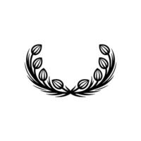 Elegant Black Floral Laurel Wreath on Soft Gray Background vector