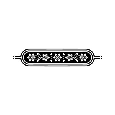 Black and White Floral Border with Decorative Elements