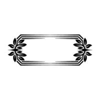 Elegant Black Leaf Frame on White Background, Decorative vector