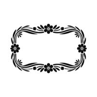 Floral Rectangular Frame, Black and White, Elegant vector