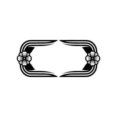 Vintage Floral Frame with Clean Lines, Isolated on White