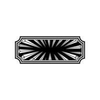 Art Deco Burst Rectangular Badge Black White , Element vector