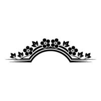Floral Arch Crest Elegant Black White Decorative Element vector