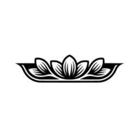 Elegant Lotus Flower Element, Black and White, Decorative Border vector