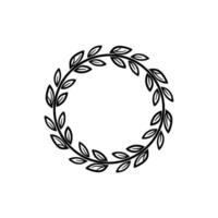 Minimalist Leaf Wreath Illustration, on White Background vector