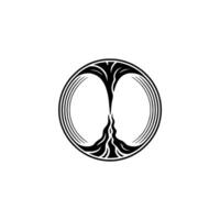 Minimalist Tree of Life Symbol in a Circle - Black on White vector