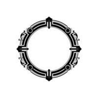 Art Deco Circle Frame, Geometric Ornament, Black and White vector