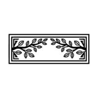 Geometric Branch Border Black and White Floral Element vector