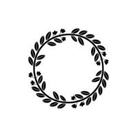 Minimalist Black White Floral Wreath on Cream Background vector
