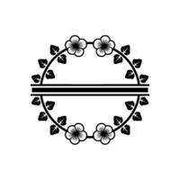 Minimalist Floral Wreath with Banner - Elegant Monochromatic vector