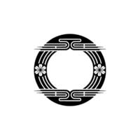 Minimalist Japanese Circle with Floral Elements vector