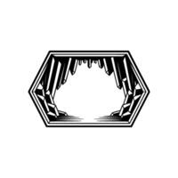 Geometric Hexagon Frame Black White Crystal Cave Illustration vector