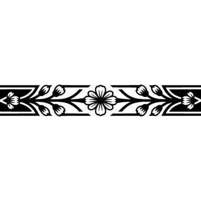 Minimalist Floral Border Pink Flowers Black Trim on White