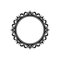 Elegant Black Circular Frame with Decorative Flourishes on White Background vector