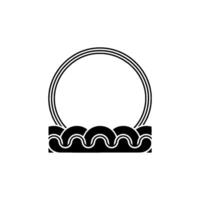 Minimalist Circle and Waves , Abstract, Black and White, for vector