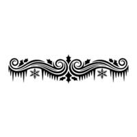 Winter Ornament Border in Black on White Background vector
