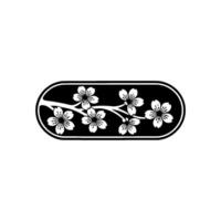Elegant Cherry Blossom Branch in Oval Frame - Minimalist vector