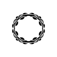 Elegant Black Leaf Circle Frame, Minimalist Nature vector