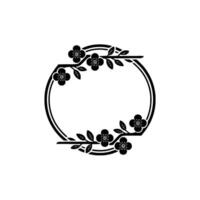 Elegant Black Floral Frame Minimalist with Blossoms vector