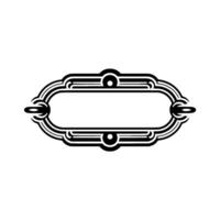Art Deco Oval Frame with Empty Center in Black White vector