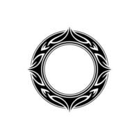 Elegant Black Circle Frame with Tribal Motif on White vector