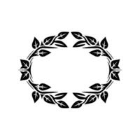 Elegant Black Leaf Frame Decorative Botanical on White Background vector
