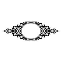 Ornate Black White Oval Frame Element vector