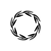 Elegant Black Blush Leaf Wreath on White Minimalist Element vector