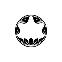 Minimalist Leaf Circle , Black White, Clean, Decorative vector